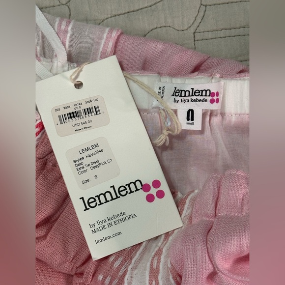 Lemlem Eshal Tiered Embroidered Cotton Gauze Maxi Dress Pink NWT XS or S Resort - Picture 8 of 15